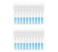 80pcs Elastic Massage Interdental Brush Tooth Cleaning Tool | Tpe and Plastic Build, Compact Storage Case, Blue Finish, Office and Daily Oral Care Use