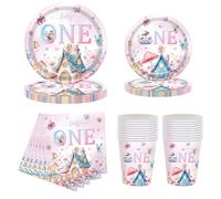80pcs Fairy Flower Birthday Party Supplies, Elf Theme Party Tableware Party Supplies,Plates, Napkins, Cups, Fairy Paper Plate Set-20 people