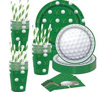80PCS Golf Party Supplies, Golf Party Disposable Tableware Set Golf Party Plates 9" 7" Paper Plates Napkins Straws 9 Oz Cups for Golf Sports Birthday Party Decoration