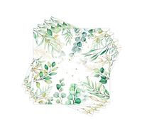 80PCS Green Leaf Paper Napkins 2 Ply Disposable Decorative Dinner Napkins for Party Birthday Wedding Decoupage. Folded 6.5x6.5 In