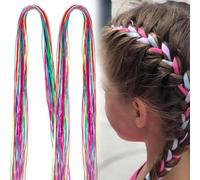 80PCS Hair Braiding Thread, Rainbow Gradient Hair Wraps String for Braids