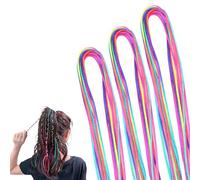 80Pcs Hair Braids for Kids Hair Braiding Kit Coloured Hairs for Braids Rainbow Wrap String Rainbow Extensions Color Rope Band Braiding DIY Ponytail Styling Accessories for Girls Women (Gradient Color)