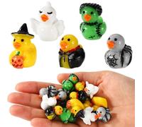 80pcs Halloween Mini Resin Ducks, Miniature Duck Ornament Assorted Witch Demon Bat Skull Ghost Pumpkin Design Tiny Decor for Halloween Party Favors Crafts Garden Patio