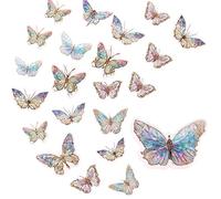 80pcs Holographic Butterflies Stickers, Butterfly Stickers Shiny Holographic Stickers Glitter Butterfly Stickers for Art Crafts Scrapbook Decoration