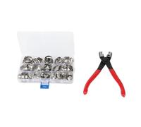 80PCS Hose Clip Assortment Kit, Stainless Steel Single Ear Pipe Clamps with Clamping Pliers, Rust Hose Clamp Tools for Automotive and Industrial Use, Includes Storage Box
