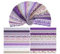 80Pcs Jelly Roll Fabric 100% Cotton Quilting Fabric Multipurpose Pre Cut Strips 20 Assorted Floral Prints for DIY Handmade Crafting 2.56x19.69inch (Purple)