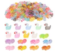 80pcs Luminous Mini Resin Animals Glow in the Dark Tiny Toy Resin Duck Frogs Dolphin Rabbit for Garden Dollhouse Aquarium Landscape Decoration (80pcs)