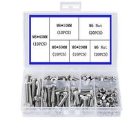 80pcs M6 Nuts and Bolts Set Outer Corner Hexagonal Screws 304 Stainless Steel Hex Bolt Set for Machinery Industry Furniture Toys DIY Fastener