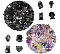 80Pcs Magic Holographic Stickers and Black Gothic Stickers Mixed Waterproof Vinyl Stickers Aesthetic Stickers for Scrapbooking Laptop Stickers Water Bottle Phone Case Transparent Stickers (Style 6)