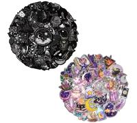 80Pcs Magic Holographic Stickers & Dark Gothic Stickers, Waterproof Stickers for Scrapbooking, Journal, Laptop, Purple Aesthetic Witchy Stickers, Cool Goth Stickers for Water Bottle, Kindle