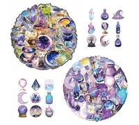 80Pcs Magic Holographic Stickers, Magic Witch Waterproof Stickers for Scrapbooking, Journal, Laptop, Purple Aesthetic Witchy Stickers, Cool Goth Stickers for Water Bottle, Kindle