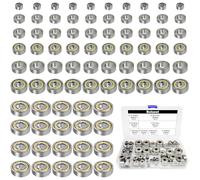 80pcs Mini Ball Bearing Assortment Kit，693zz,623zz, 685zz, 624zz, 687zz,627zz,626zz, 608zz 6 Sizes Carbon Steel Double Shielded Groove Bearings for skateboards, trolleys