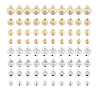 80pcs Mini DIY PET Bell Charms for Crafters and Dog Collars | Bronze Finish, Golden and Silver Mix, Delicate Simple Style, Bulk Pack for Craft Projects and PET Neck Jewelry Random Color