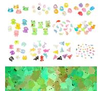 80Pcs Mini Resin Animals Mixed 12 Styles Tiny Luminous Plastic Animal Figures Glow in The Dark Small Resin Ducks Turtles Dogs Fish for Micro Landscape Fairy Garden Aquarium Dollhouse Decor (A)