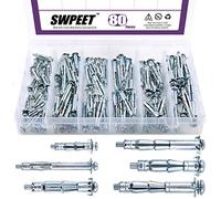 80Pcs Molly Bolt Assortment Kit, Hollow Wall Anchors Perfect for Secure Drywall, Sheetrock and Paneling to Walls or Ceilings - M4×32, M4×60, M5×52, M5×65, M6×52, M6×65 (Assortment Kit)