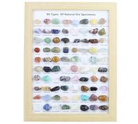 80pcs Natural Crystal Specimen Kit - 7-9mm Small Crystal Gravel with Display Photo Frame, Healing Crystal Geological Ore Specimens, for DIY Crafts, Home décor, Collect (80 Colors)