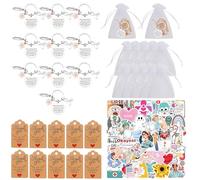 80Pcs Nursing Day Party Set, Stainless Steel Keychain “May You Be” Needle Stethoscope Pendant, Angel In White Cartoon Sticker, Vet Nurse Gifts, Nurse's Day Thanksgiving Gift, Student Nurse Gifts