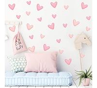 80pcs Pink Heart Shape Wall Stickers for Bedroom Living Room Girls Room Decoration Kids Room Baby Nursery Room Wall Decals Interior Wallpaper PVC Murals