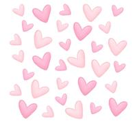 80pcs Pink Heart Shape Wall Stickers for Bedroom Living Room Girls Room Pink Loving Heart Shape Stickers Decals Decoration Decals Interior Wallpaper PVC Murals for Girl Wall Decal