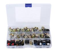 80Pcs Potentiometer Set Kit with Knobs | B5K B10K B20K B50K B100K Linear Taper | Audio Control for Guitar/Amplifier/DIY Projects | 5K - 100K Ohm, Aluminum Alloy