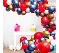 80Pcs Red Blue White Balloon Arch Kit, rechuan Metallic Gold Blue Balloon Garland Kit for Superhero Themed Party, Birthday Decor, Graduation Party