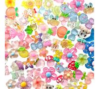 80PCS Resin Charms Set - Crystal Cartoon Resin Accessories for DIY Crafting, Slime Charms for Phone Case Decoration, Cute Charms for Crafting, Flatback Beads for Scrapbooking and Embellishments
