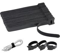 80PCS Reusable Cable Ties, 150mm Black Adjustable Cord Organiser Ties, Multi-Purpose Hook Loop Cable Management Wire Ties for Organising Home, Office, Data Centers