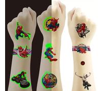 80pcs Spider Temporary Tattoo for Kids, Birthday Party Supplies,Birthday Decorations Party Game Activities Reward Gifts(4 Sheets gift packaged including 2 Sheets Luminous)