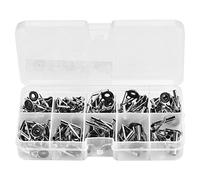 80Pcs Stainless Steel Fishing Rod Guide Rings Tips Set, 80Pcs in 10 Sizes Replacement Accessory for Smooth Ceramic Rings