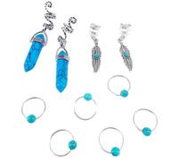 80pcs Star Moon Hollow Out Hair Ring Braiding Dread Locks Dreadlocks Beads Headwear Charm Braid Tubes Jewelry For Women(Color 2)