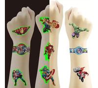 80pcs Super Heros Temporary Tattoo, Avenger Birthday Party Supplies,Birthday Decorations Party Game Activities Reward Gifts(4 Sheets gift packaged including 2 Sheets Luminous)