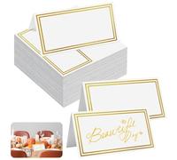 80PCS Table Place Cards, Wedding Name Cards Place Card with Double Gold Border, Table Setting Reception Seating Name Card for Table Setting Wedding Birthday Dinner