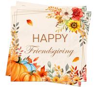 80Pcs Thanksgiving Napkins Thanksgiving Table Decorations Fall Autumn Napkins 33x33cm Thanksgiving Paper Cocktail Napkins with Leaves Pumpkin Harvest Thanksgiving Party Supplies