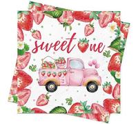 80Pcs Wild One Birthday Decorations 1st First Birthday Napkins Table Decorations Strawberry Party Tableware Baby Shower Paper Napkins Dinnerware for Baby Girl Boy