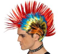 80s 1980s Rainbow Mohawk Mohican Fancy Dress Wig spikey punk wig by Smiffys