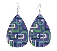 80S 70S 60S Retro Mid Century Modern Partten Leather Earring Fun Dangle Earrings Printed Earring For Party Mother'S Day