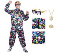 80s 90s Costume Men Women Adults, Retro Outfit Retro Fancy Dress Disco Hip Hop Accessories Glassess Carnival Halloween Party (S)