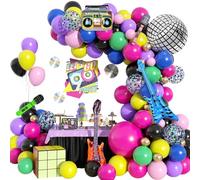 80s 90s Disco Party Decorations, 80pcs Rock And Roll Birthday Party Decorations Balloons, Hip Hop Prom Rave Party Decorations, For Back To 80s 90s Theme Birthday Anniversary Party Supplies