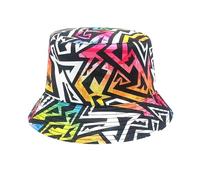 80s 90s Fishing Hat Reversible Hat Unisex - Retro Cassette Graffiti Sun Hat - Vintage Bucket Hat for Carnival Festival Theme Party & Bath Taste Party - Foldable Summer Hat