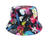 80s 90s Fishing Hat Reversible Hat Unisex - Retro Cassette Graffiti Sun Hat - Vintage Bucket Hat for Carnival Festival Theme Party & Bath Taste Party - Foldable Summer Hat