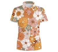 80s 90s Funny Golf Shirts for Women Quick Dry Golf Outfits Athletic Golf Top Printed Golf Tennis Shirts, Flora 70s, M