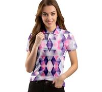 80s 90s Funny Golf Shirts for Women Quick Dry Golf Outfits Athletic Golf Top Printed Golf Tennis Shirts, Geometry, XL