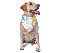 80s 90s Geometric Seamless Pattern Spring Dog Bandanas Boy Bulk Puppy Kerchief Adjustable Soft Triangle Bibs Accessories for Small Medium Large Dogs Cats White