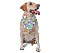80s 90s Geometric Seamless Pattern Spring Dog Bandanas Boy Bulk Puppy Kerchief Adjustable Soft Triangle Bibs Accessories for Small Medium Large Dogs Cats White