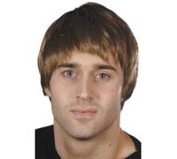 80s 90s Guy Wig Pop Star Band Short Fancy Dress Brown New by Smiffys