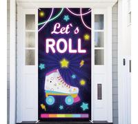 80s 90s Let’s Roll Banner Backdrop Background Photo Booth Props Colorful Roller Skating Skates Throwback Hip Hop Retro Theme Decor for Girls 1980s 1990s 1st Birthday Party Favors Supplies Decorations