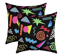80s 90s Memphis Reversible Throw Pillow Covers Memphis Geometric Pillow Covers Home Decor for Sofa Couch Chair,Retro Fashion Style Square Cushion Covers Set of 2 Abstract Room Decor 18x18 Inch