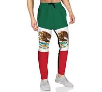 80s 90s Men's Jogger Sweatpants，Casual Athletic Jersey Pants with Pockets Funny Sports Trousers for Workout,Training,Jogging, Mexico Flag, Large