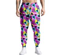 80s 90s Mens Joggers Pants Sports Funny Workout Running Printed Retro Sweatpants Casual Track Pants with Pockets, Purple, S