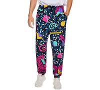 80s 90s Men's Sweatpants Retro Costumes Hip Hop Track Pants Vintage Jogger Workout Pants Sports Outfits for Men & Women, Black, XXL